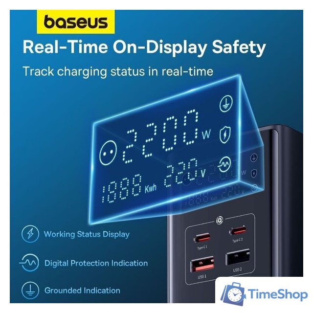 Сетевое зарядное Baseus PowerCombo Tower PowerStrip 3AC2+U2+С 35W CCGAN35-S3ACE - Изображение №10 — Интернет-магазин Time-Shop