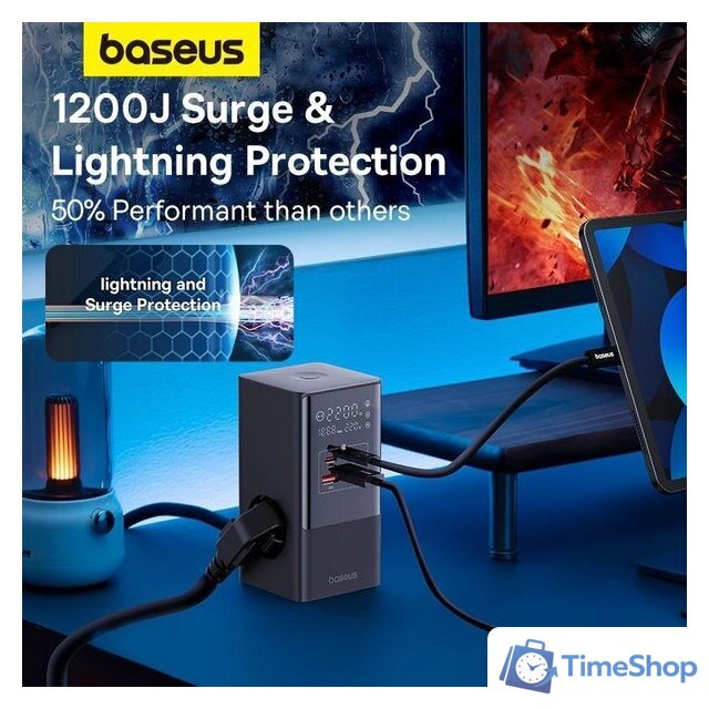 Сетевое зарядное Baseus PowerCombo Tower PowerStrip 3AC2+U2+С 35W CCGAN35-S3ACE - Изображение №11 — Интернет-магазин Time-Shop