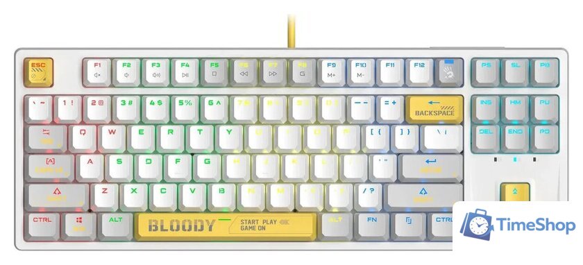 Клавиатура A4Tech Bloody S87 Energy White (Bloody BLMS Red Plus) - Изображение №1 — Интернет-магазин Time-Shop