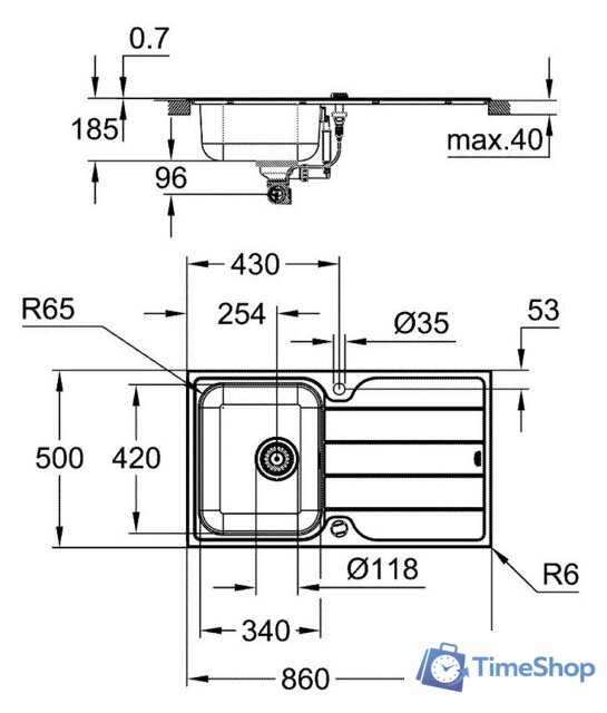 Кухонная мойка Grohe K500 45-S 86/50 1.0 rev 31573SD1 - Изображение №3 — Интернет-магазин Time-Shop