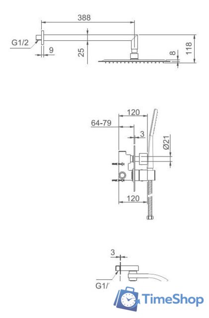 Душевая система  Gappo G7107-40 - Изображение №2 — Интернет-магазин Time-Shop