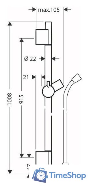 Душевая штанга Hansgrohe Unica 28631700 (белый) - Изображение №2 — Интернет-магазин Time-Shop