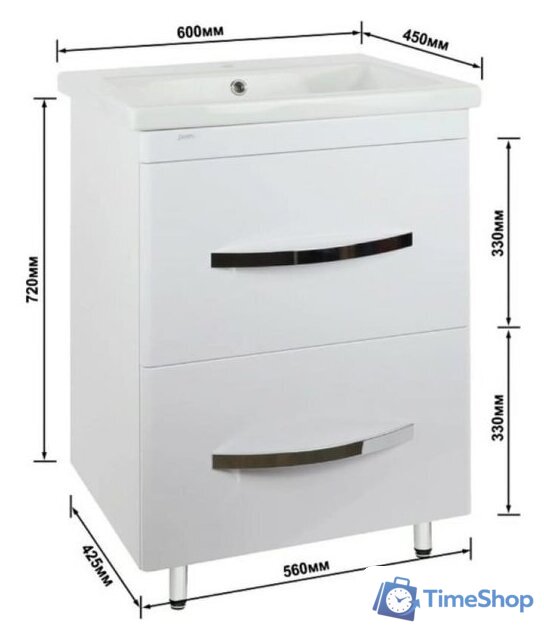  Doratiz Тумба под умывальник Doratiz Экватор 60 9912.809 (белый) - Изображение №9 — Интернет-магазин Time-Shop