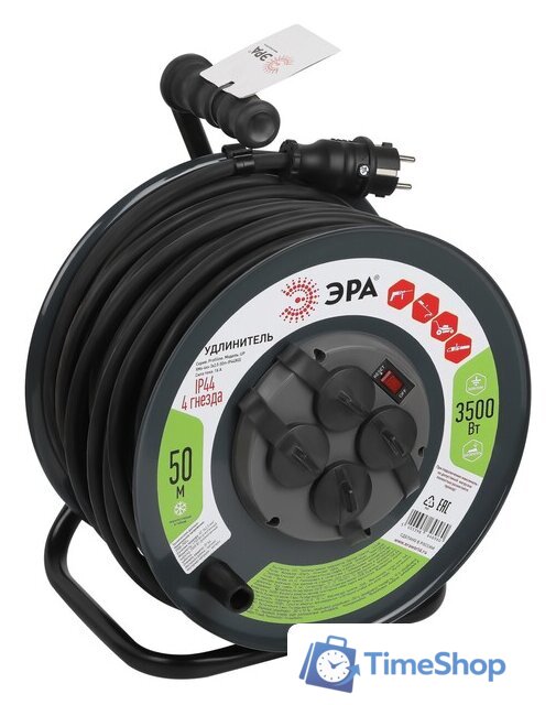 Удлинитель на катушке ЭРА RMx-4es-3x2.5-50m-IP44(KG) Б0052919 - Изображение №1 — Интернет-магазин Time-Shop