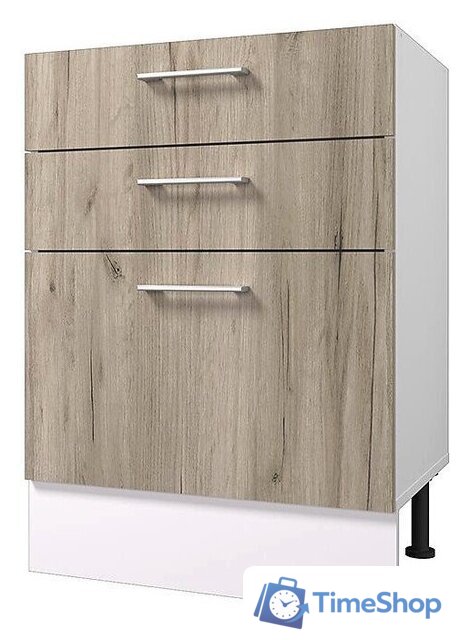 Шкаф напольный Горизонт Европа 60 3 ящика (серый крафт) - Изображение №1 — Интернет-магазин Time-Shop
