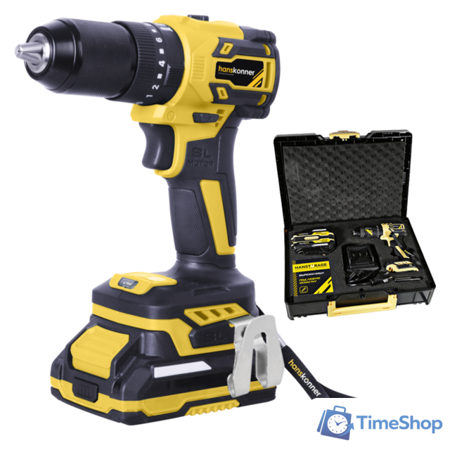 Ударная дрель-шуруповерт Hanskonner HCD2065PRO (с 2-мя АКБ, кейс) - Изображение №1 — Интернет-магазин Time-Shop