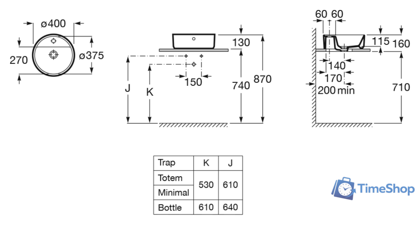 Умывальник Roca The Gap Round A3270MK000 - Изображение №2 — Интернет-магазин Time-Shop