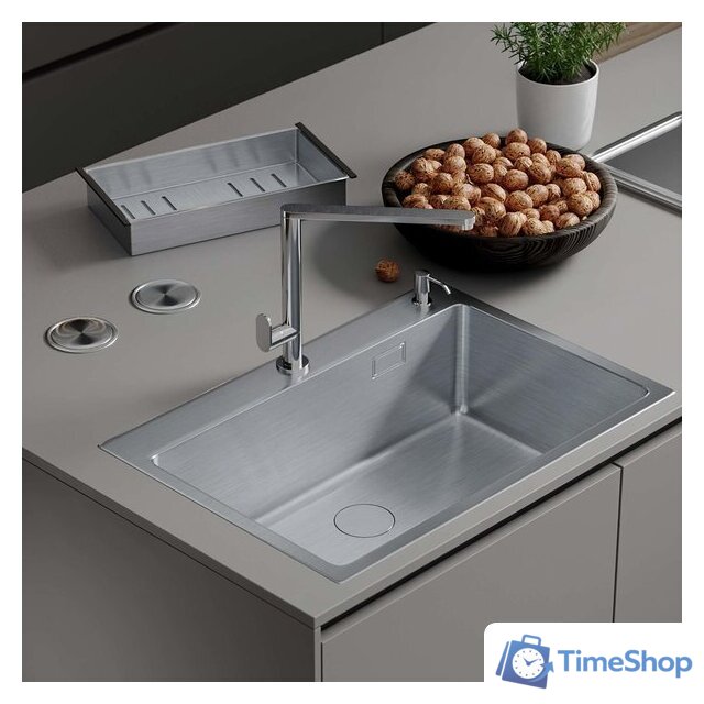 Кухонная мойка Roxen Simple 560220-70 сатин (с коландером и дозатором) - Изображение №1 — Интернет-магазин Time-Shop
