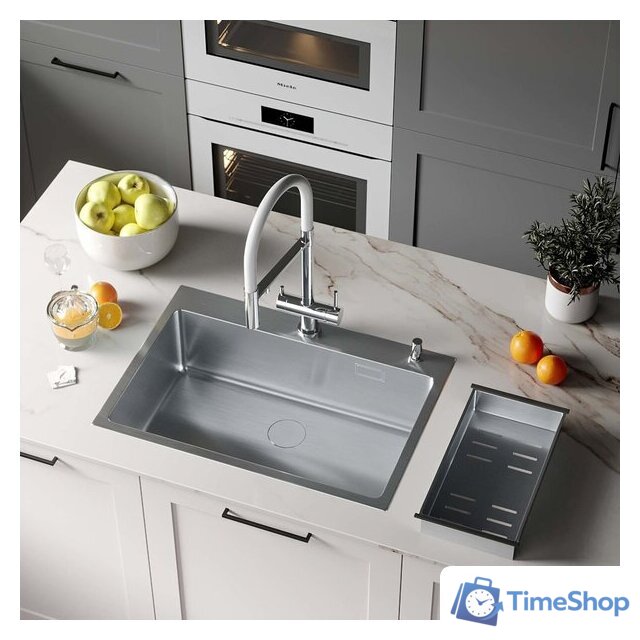 Кухонная мойка Roxen Simple 560220-70 сатин (с коландером и дозатором) - Изображение №2 — Интернет-магазин Time-Shop