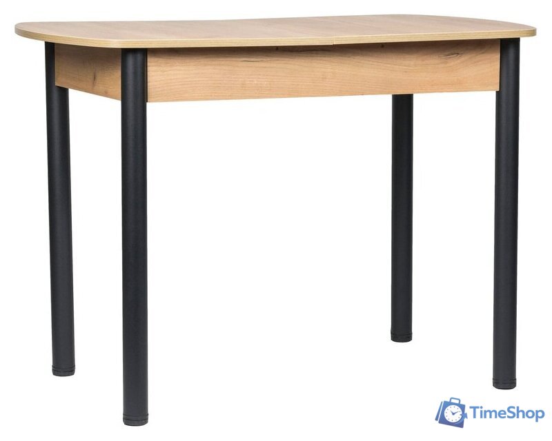 Кухонный стол ВВР Раздвижной (дуб крафт золотой/черный прямой, ЛДСП) - Изображение №1 — Интернет-магазин Time-Shop