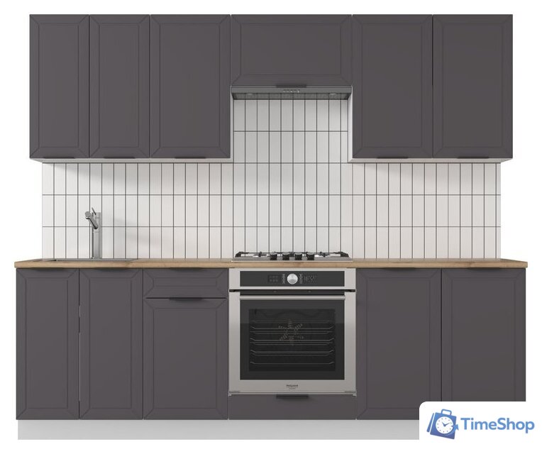 Готовая кухня Mio Tesoro Корнелия Ода-плюс 2.4 (графит/дуб бунратти) - Изображение №1 — Интернет-магазин Time-Shop