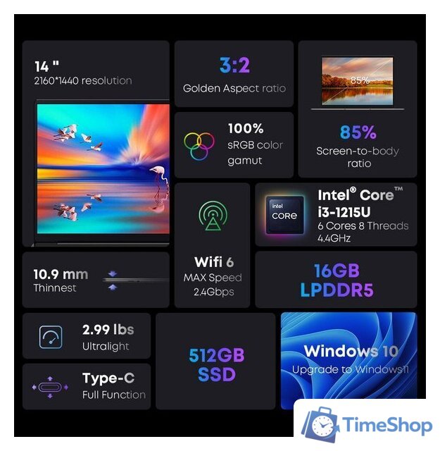 Ноутбук Chuwi CoreBook X 2023 i3 16GB+512GB - Изображение №9 — Интернет-магазин Time-Shop
