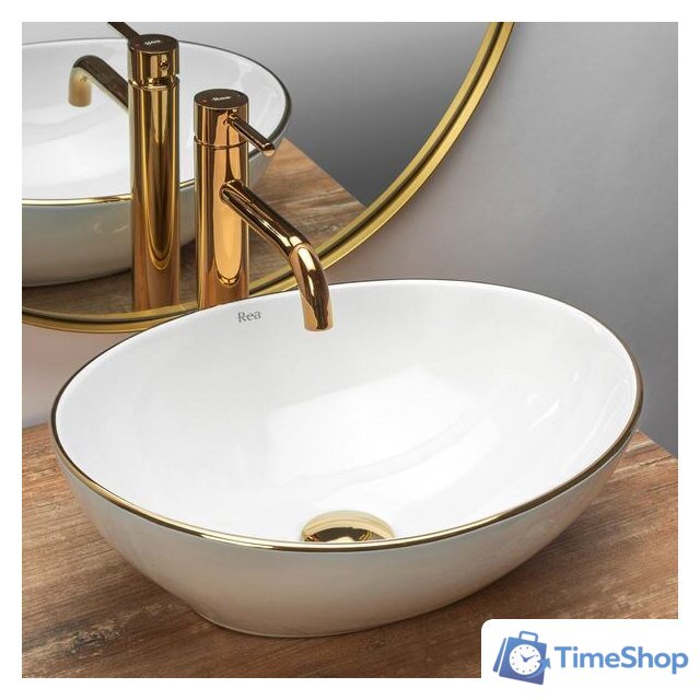 Умывальник Rea Sofia (белый/золотистый) - Изображение №3 — Интернет-магазин Time-Shop