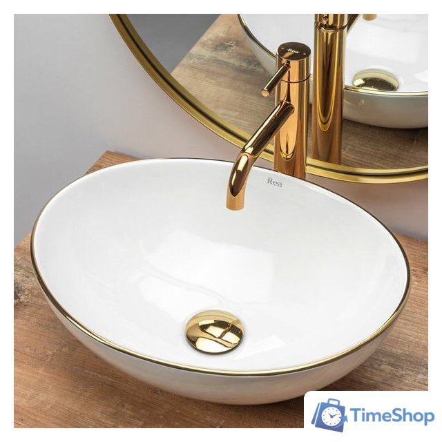 Умывальник Rea Sofia (белый/золотистый) - Изображение №2 — Интернет-магазин Time-Shop