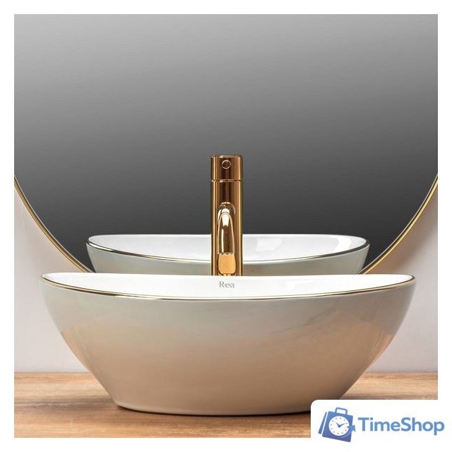 Умывальник Rea Sofia (белый/золотистый) - Изображение №4 — Интернет-магазин Time-Shop