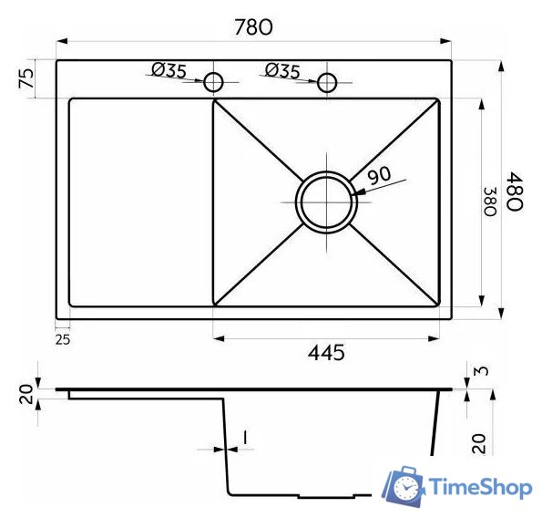 Кухонная мойка Axus LS-7848BD - Изображение №9 — Интернет-магазин Time-Shop