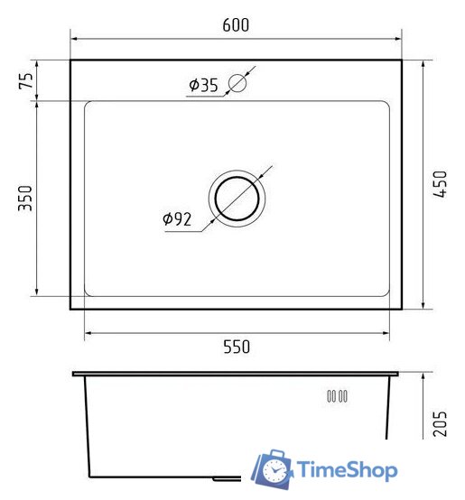 Кухонная мойка GranFest Metal нержавеющая сталь AISI 304 PVD GF-6045 Графит (с сифоном) - Изображение №4 — Интернет-магазин Time-Shop