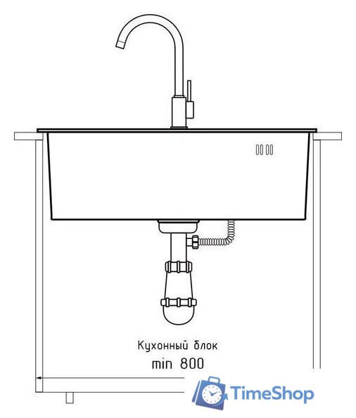 Кухонная мойка GranFest Metal нержавеющая сталь AISI 304 PVD GF-6045 Графит (с сифоном) - Изображение №2 — Интернет-магазин Time-Shop
