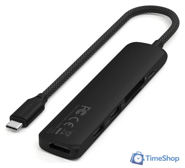 Док-станция Satechi 6-in-1 USB-C Slim Multiport Adapter ST-P6SK (черный) - Изображение №3 — Интернет-магазин Time-Shop