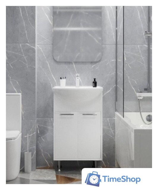  Mixline Тумба с умывальником АлАн-55 554982 + Уют 55 (белый) - Изображение №1 — Интернет-магазин Time-Shop