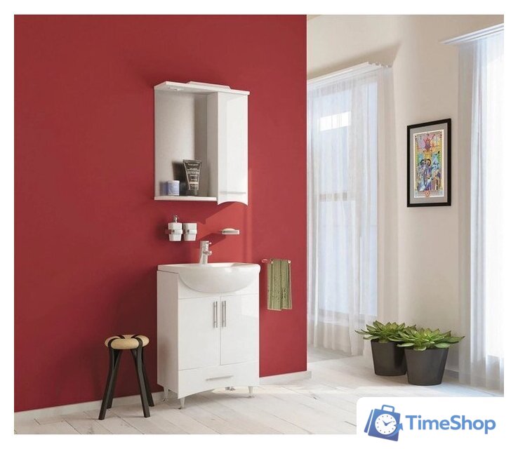  Mixline Тумба с умывальником АлАн-55 554982 + Уют 55 (белый) - Изображение №5 — Интернет-магазин Time-Shop