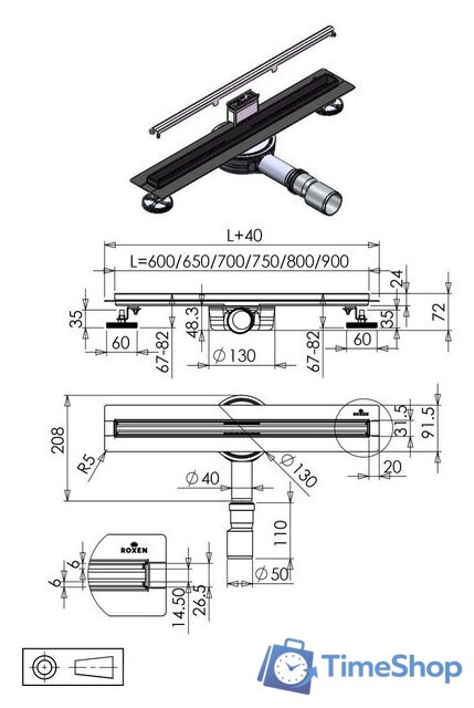 Трап/канал Roxen Slim 91060-90 - Изображение №9 — Интернет-магазин Time-Shop