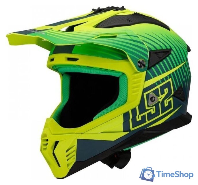 Мотошлем LS2 MX708 Fast II Duck (S, Green H-V Yellow) - Изображение №1 — Интернет-магазин Time-Shop