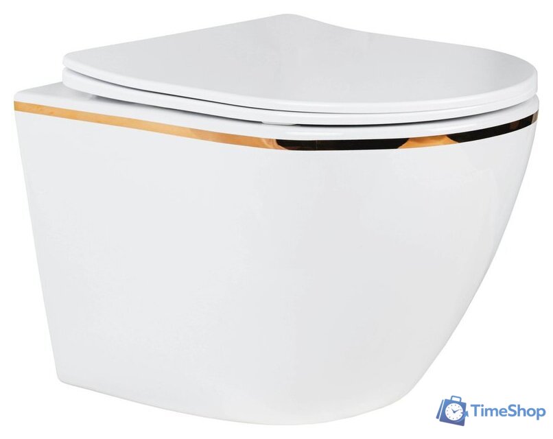 Унитаз подвесной Roxen Antares Gold в комплекте с инсталляцией StounFix Dual Fresh 6 в 1 968092 (кнопка: золото глянцевое ) - Изображение №5 — Интернет-магазин Time-Shop