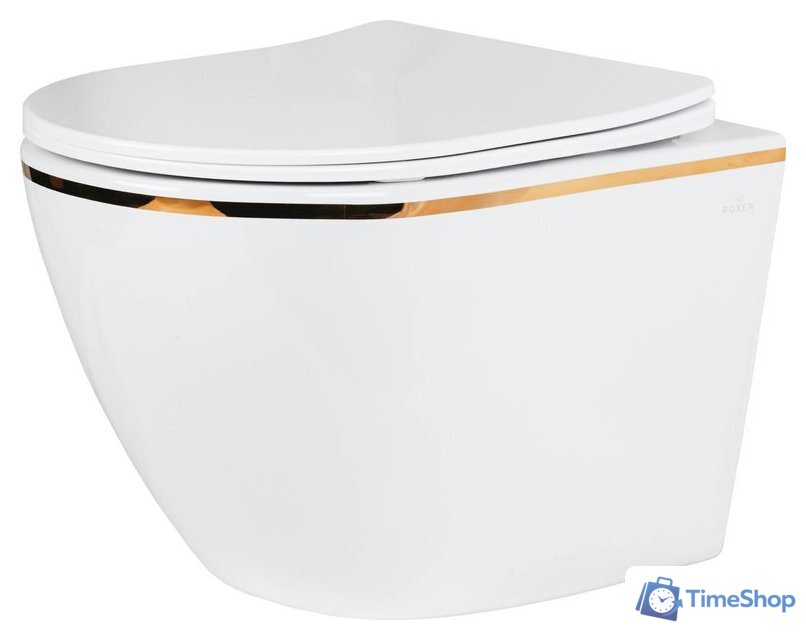 Унитаз подвесной Roxen Antares Gold в комплекте с инсталляцией StounFix Dual Fresh 6 в 1 968092 (кнопка: золото глянцевое ) - Изображение №4 — Интернет-магазин Time-Shop