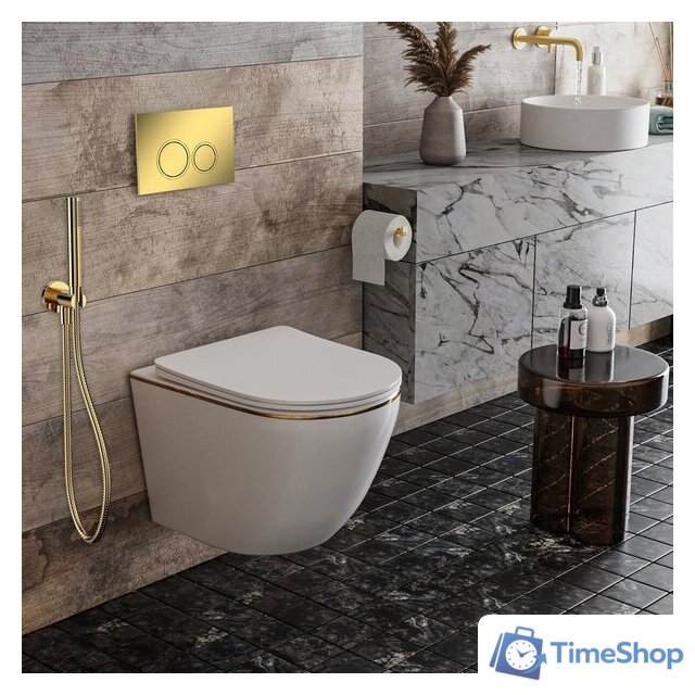 Унитаз подвесной Roxen Antares Gold в комплекте с инсталляцией StounFix Dual Fresh 6 в 1 968092 (кнопка: золото глянцевое ) - Изображение №9 — Интернет-магазин Time-Shop