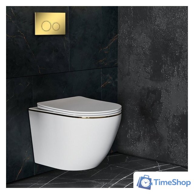 Унитаз подвесной Roxen Antares Gold в комплекте с инсталляцией StounFix Dual Fresh 6 в 1 968092 (кнопка: золото глянцевое ) - Изображение №10 — Интернет-магазин Time-Shop