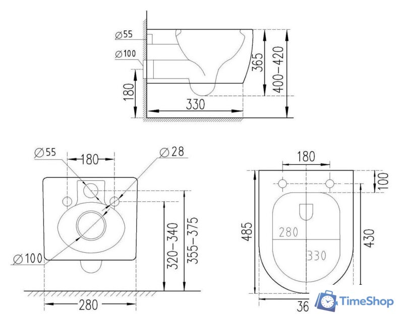 Унитаз подвесной Roxen Antares Gold в комплекте с инсталляцией StounFix Dual Fresh 6 в 1 968092 (кнопка: золото глянцевое ) - Изображение №18 — Интернет-магазин Time-Shop