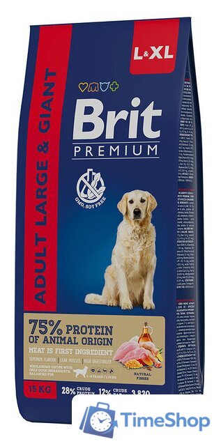 Сухой корм для собак Brit Premium Dog Adult Large and Giant для взрослых собак крупных и гигантских пород с курицей 15 кг - Изображение №1 — Интернет-магазин Time-Shop