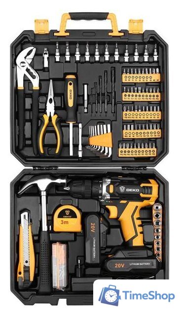 Дрель-шуруповерт Deko DKCD20FU-Li SET 195 063-4135 (с 2-мя АКБ, кейс, набор оснастки) - Изображение №2 — Интернет-магазин Time-Shop