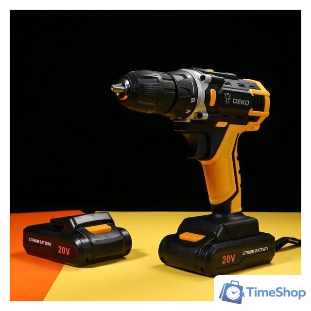 Дрель-шуруповерт Deko DKCD20FU-Li SET 195 063-4135 (с 2-мя АКБ, кейс, набор оснастки) - Изображение №5 — Интернет-магазин Time-Shop