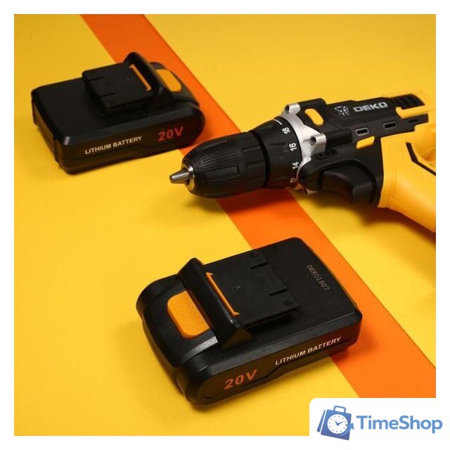 Дрель-шуруповерт Deko DKCD20FU-Li SET 195 063-4135 (с 2-мя АКБ, кейс, набор оснастки) - Изображение №8 — Интернет-магазин Time-Shop
