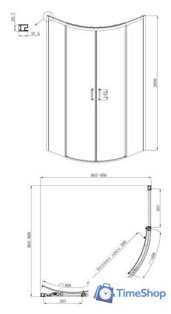 Душевой уголок Ambassador Set 11011101-ST1 - Изображение №5 — Интернет-магазин Time-Shop