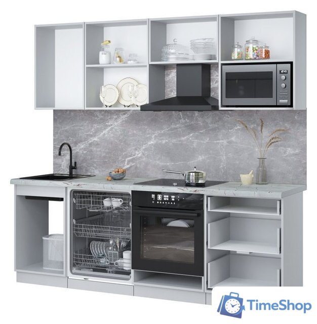 Готовая кухня Интерлиния Мила Лайт 2.3-ПМ2 (дуб золотой/дуб золотой/кастилло темный) - Изображение №2 — Интернет-магазин Time-Shop