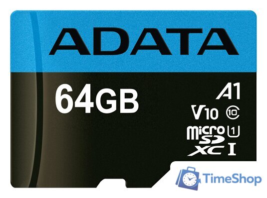 Карта памяти ADATA Premier AUSDX64GUICL10A1-RA1 microSDXC 64GB (с адаптером) - Изображение №2 — Интернет-магазин Time-Shop