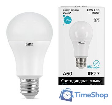 Светодиодная лампочка Gauss Elementary E27 12Вт 4100K [23222] - Изображение №1 — Интернет-магазин Time-Shop