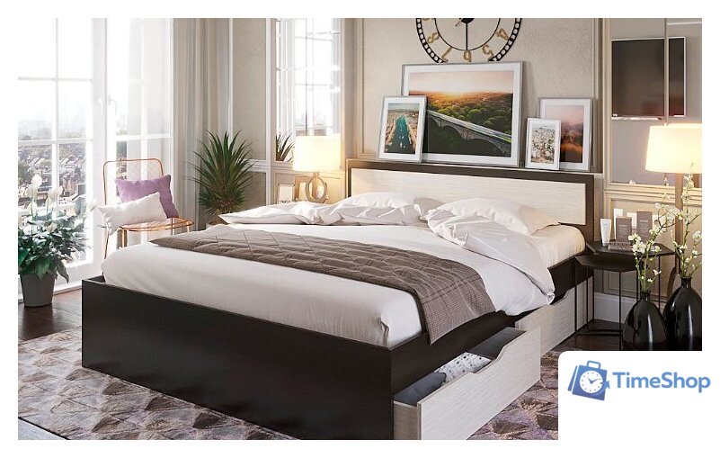 Кровать Стендмебель Гармония КР 604 200x160 (дуб белфорт/венге) - Изображение №1 — Интернет-магазин Time-Shop