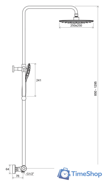 Душевая система  Ravak TE 093.00/150 [X070099] - Изображение №2 — Интернет-магазин Time-Shop
