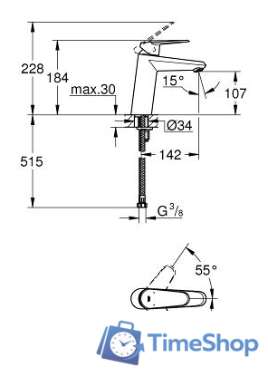 Смеситель Grohe Eurodisc Cosmopolitan [23449002] - Изображение №2 — Интернет-магазин Time-Shop
