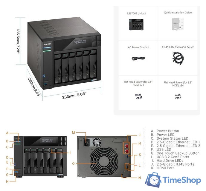 Сетевой накопитель ASUSTOR Lockerstor 6 Gen2 AS6706T - Изображение №3 — Интернет-магазин Time-Shop