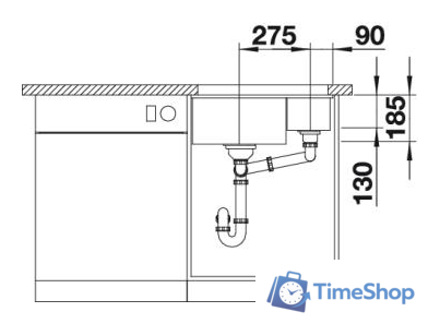 Кухонная мойка Blanco Subline 350/150-U (глянцевый белый) 514522 - Изображение №4 — Интернет-магазин Time-Shop