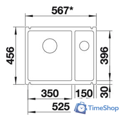 Кухонная мойка Blanco Subline 350/150-U (глянцевый белый) 514522 - Изображение №2 — Интернет-магазин Time-Shop