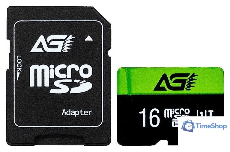 Карта памяти AGI TF138 microSDHC AGI016GU1TF138 16GB (с адаптером) - Изображение №1 — Интернет-магазин Time-Shop