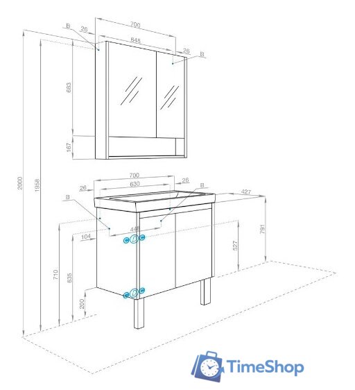  Акватон Тумба под умывальник Сканди Doors 70 1A278901SD010 (белый) - Изображение №9 — Интернет-магазин Time-Shop