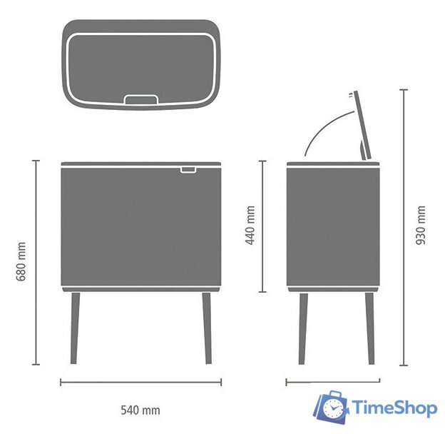 Система сортировки мусора Brabantia Bo Touch Bin 3x11 л (бежевый) - Изображение №8 — Интернет-магазин Time-Shop