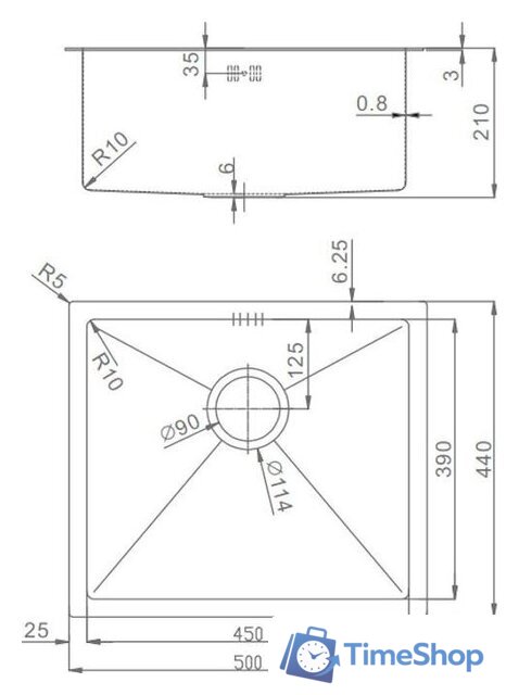 Кухонная мойка Raglo R703.5044.05 - Изображение №2 — Интернет-магазин Time-Shop